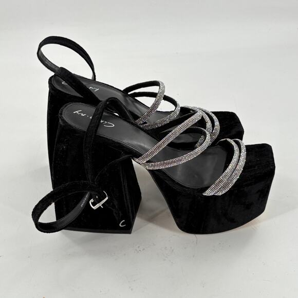 Sam Edelman Circus Mila Platform Heels 8 Black Velvet Jewel NWOT Heels Glam - Picture 3 of 8